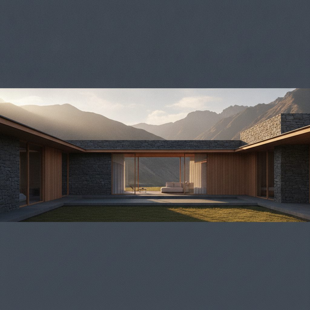 Casa contemporánea conceptual integrada al paisaje andino
