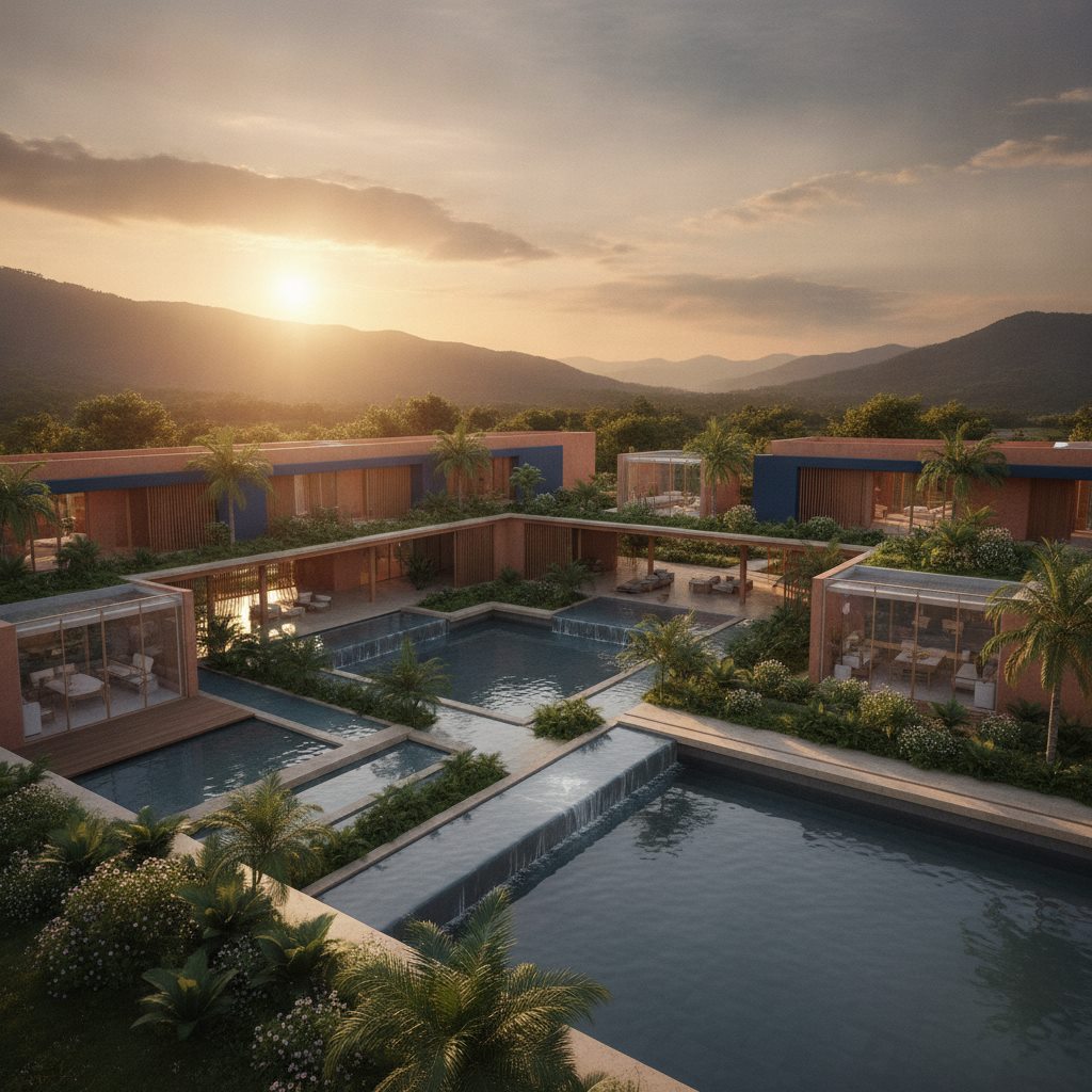 Visualización conceptual de una vivienda contemporánea integrada al paisaje colombiano