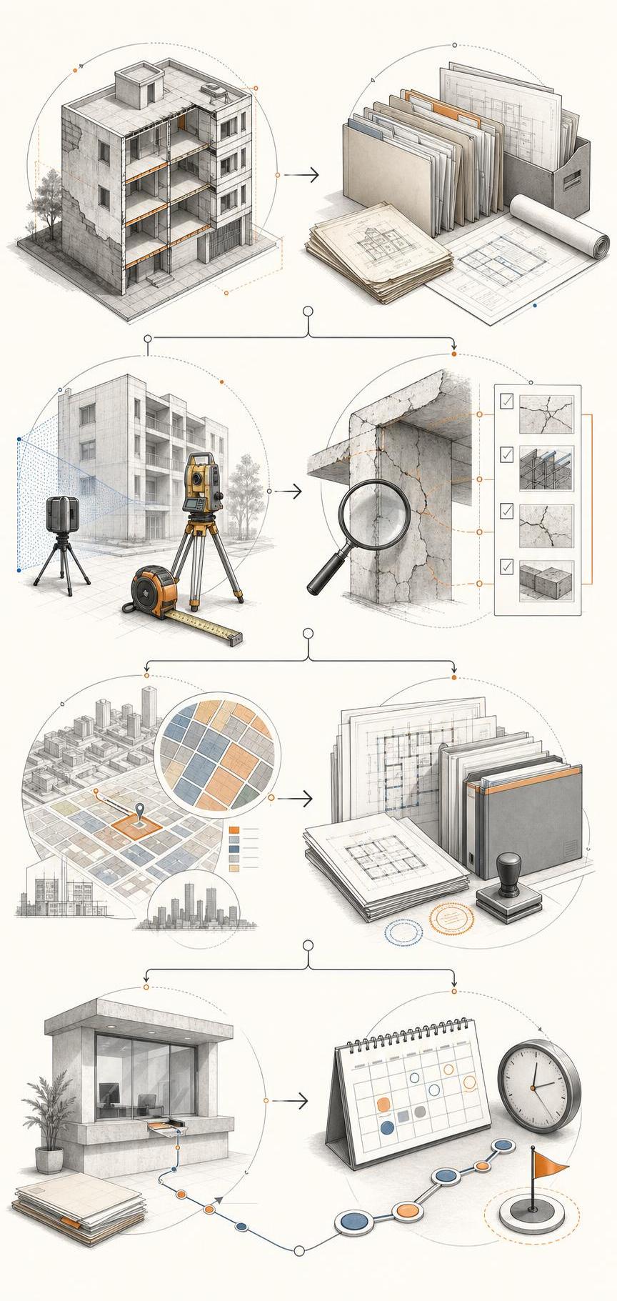 Proceso visual relacionado con Consecuencias y alternativas cuando una construcción fue ejecutada sin la licencia urbanística exigible